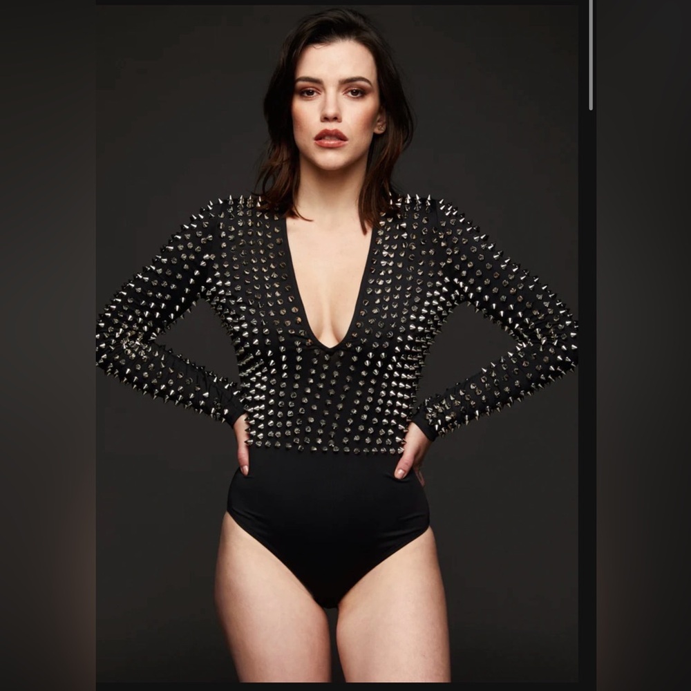 Studded Black Bodysuit
